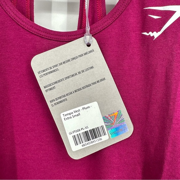 NWT Gymshark Tempo Vest Plum Purple Workout Tank Top Racerback Womens Size XS - Picture 3 of 4